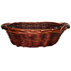 Oval Willow Tray w/Wooden Handle-35cmLx27.5cmWx11cmH/Brown -1