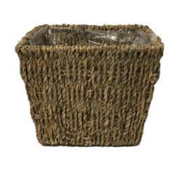 V-Box Seagrass Basket w/Plastic Liner - Top: 18cm, Base: 14cm x 14cmH / Natural -1