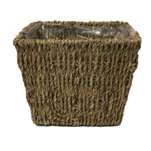 V-Box Seagrass Basket w/Plastic Liner - Top: 18cm, Base: 14cm x 14cmH / Natural -1