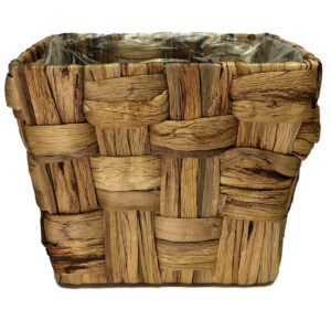 V-Box Water Hyacinth Basket / Cross Weave - Top: 18cm x 18cm x 14cmH / Natural -1