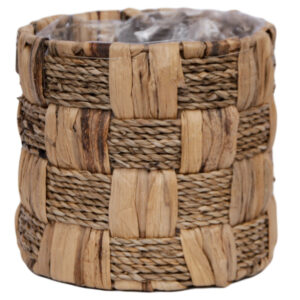 Lg Round Seagrass/Water Hyacinth Basket - 16cmD x 15cmH / Natural -1