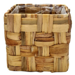 Lg Square Criss Cross W/H Basket w/ Plastic Liner - 16cm x 16cm x 15cmH / Natural -1