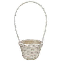 Round Willow Petal Basket - 19cmDiam x 15cmH / White