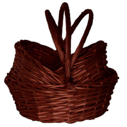 S/3 Oval Willow Basket - Lg: 44cmL x 35cmW x 13cmH / Brown -1