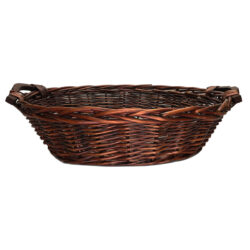 Oval Willow Tray w/Wooden Handles - 50cmL x 40cmW x 14cmH / Brown -1