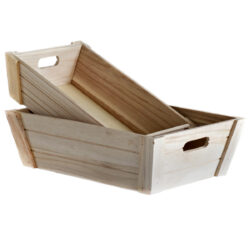 S/2 Wooden V Box- Natural -1