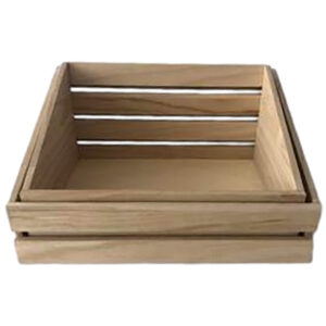 S/2 Wooden Hi/Lo Slatted Tray - Sm: 33cmW x 23cm, Lg: 36cmW x 26cm -1