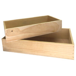 S/2 Wooden Rectangle Tray - Lg: 35cmL x 20cmW x 7cmH / Natural -1