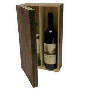 2 Bottle Wooden Wine Box - 35cmL x 20cmW x 10cmH / Brown Wash -1
