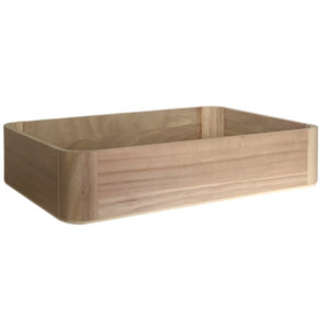 Rectangle Wood Tray w/Rounded Corners - Large - 38cmL x 28cmW x 8cmH / Natural -1