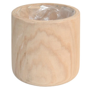 Wooden Cylinder Pot w/Plastic Liner - 17cmD x 18cmH / Natural -1