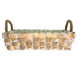 Washed Gold Tray w/Rope Handles - 35cmL x 25cmW x 9cmH / White / Washed Gold -1