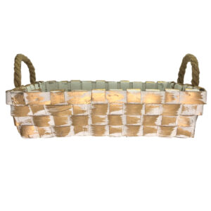 Washed Gold Tray w/Rope Handles - 35cmL x 25cmW x 9cmH / White / Washed Gold -1