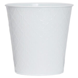 Round Metal Moroccan Bucket - 15cmH / White -1