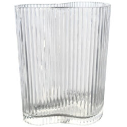 Ribbed Crescent Cylinder Glass Vase - 22cmH -1