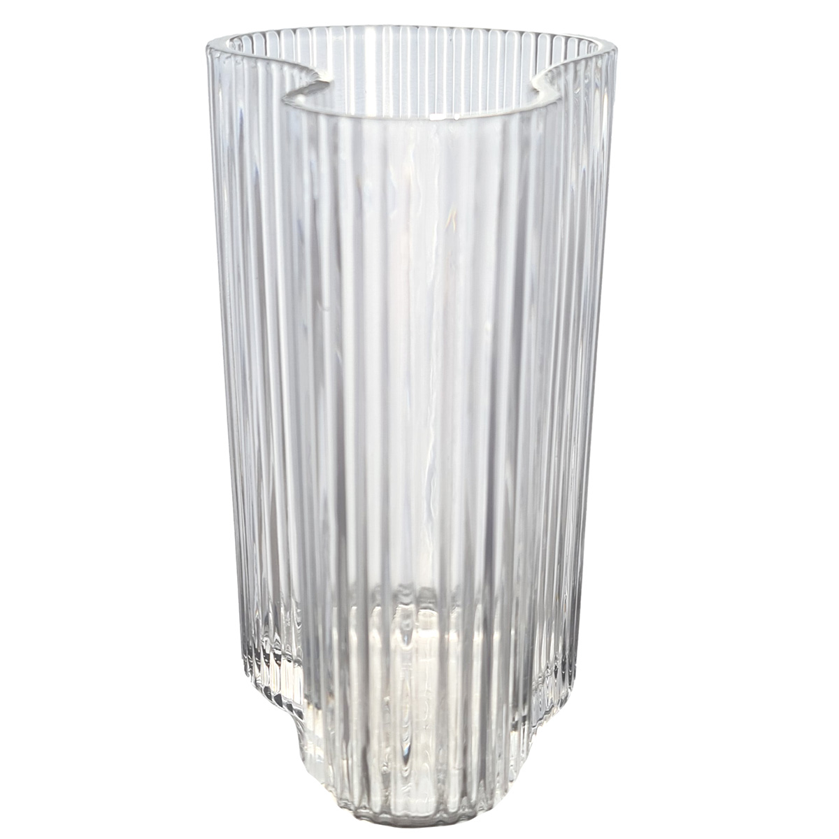 Ribbed Crescent Cylinder Glass Vase - 22cmH Side View -1