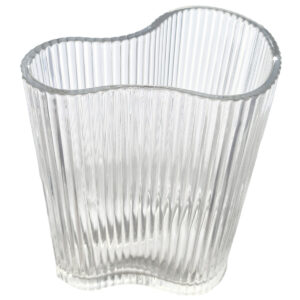 Ribbed Crescent Cylinder Glass Vase - 22cmH Top View -1