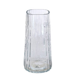 Textured Square Glass Vase 23cm clear glass by Floral Craft