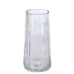 Textured Square Glass Vase 23cm clear glass by Floral Craft
