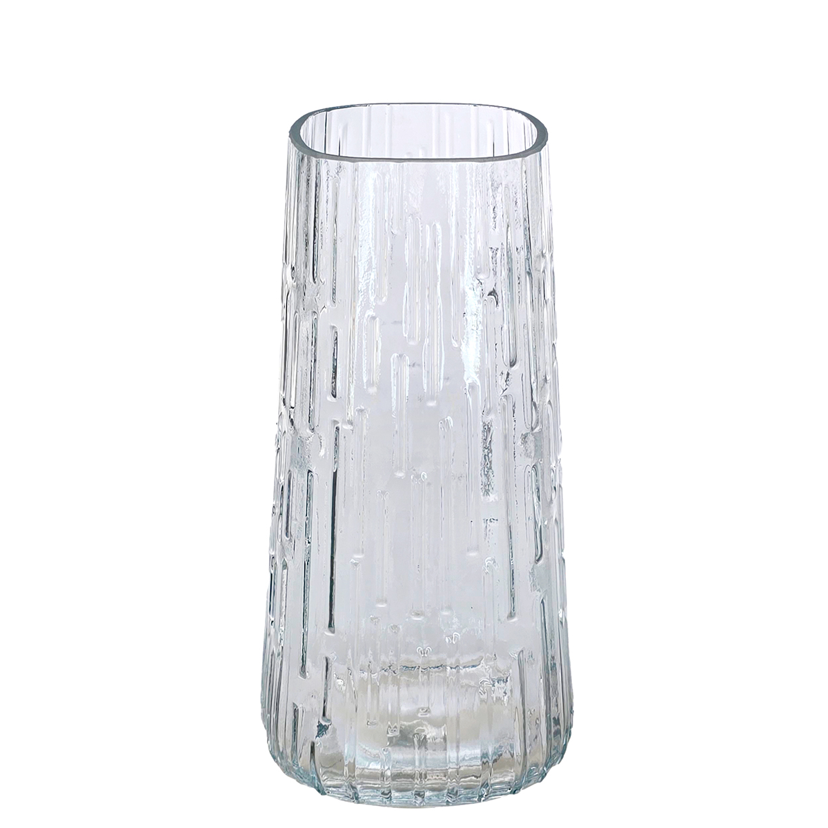 Textured Square Glass Vase 23cm clear glass by Floral Craft