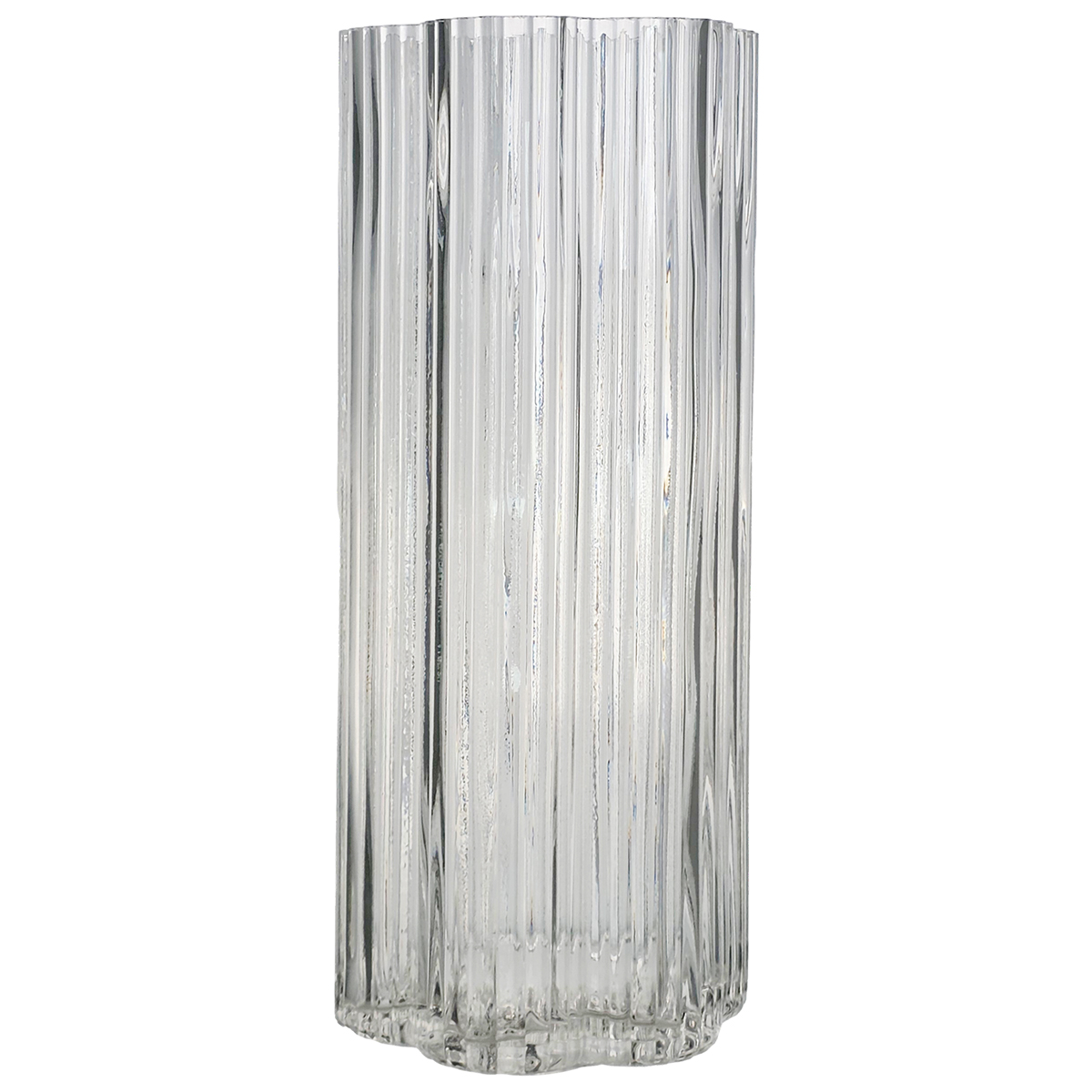Flower Shaped Vase 25cm ribbed glass by Floral Craft
