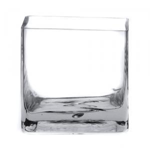 Glass Cube Vase - 10cm x 10cm x 10cmH / Clear -1