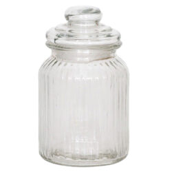 Medium Ribbed Glass Jar with Lid / 14.5cmH -1