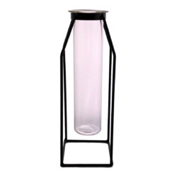 005-831 Medium Test Tube Vase w/Metal Stand / 24cmH