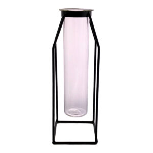 005-831 Medium Test Tube Vase w/Metal Stand / 24cmH