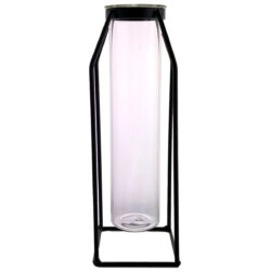 Large Test Tube Vase w/Metal Stand / 27cmH -1