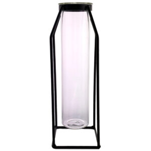 Large Test Tube Vase w/Metal Stand / 27cmH -1