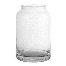 Small Rimmed Cylinder Glass Vase / 15cmH -1