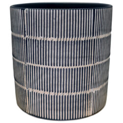 Lg Linea Ceramic Vase - 15.5cmDiam x 15.5cmH / Navy -1