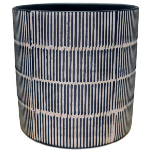Lg Linea Ceramic Vase - 15.5cmDiam x 15.5cmH / Navy -1