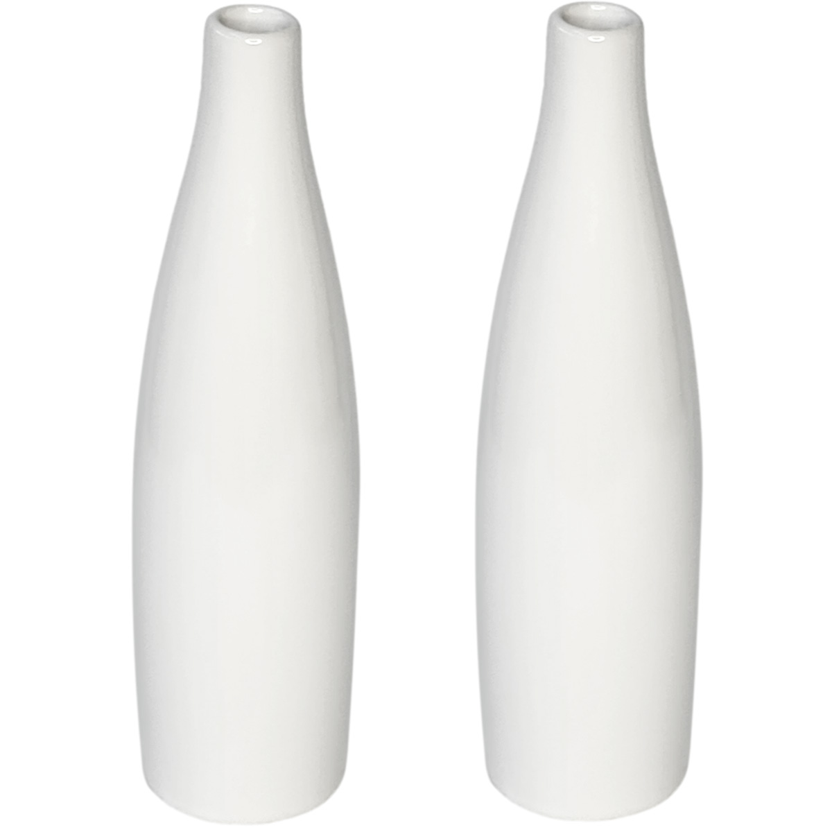 Florence Skittle Ceramic Bud Vase (Set/2) - 2.5cmD x 25cmH / White -1