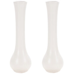 Florence Ceramic Bud Vase (Set/2) - Top 4cmD x Base 4.5cmD x 21cmH / White -1
