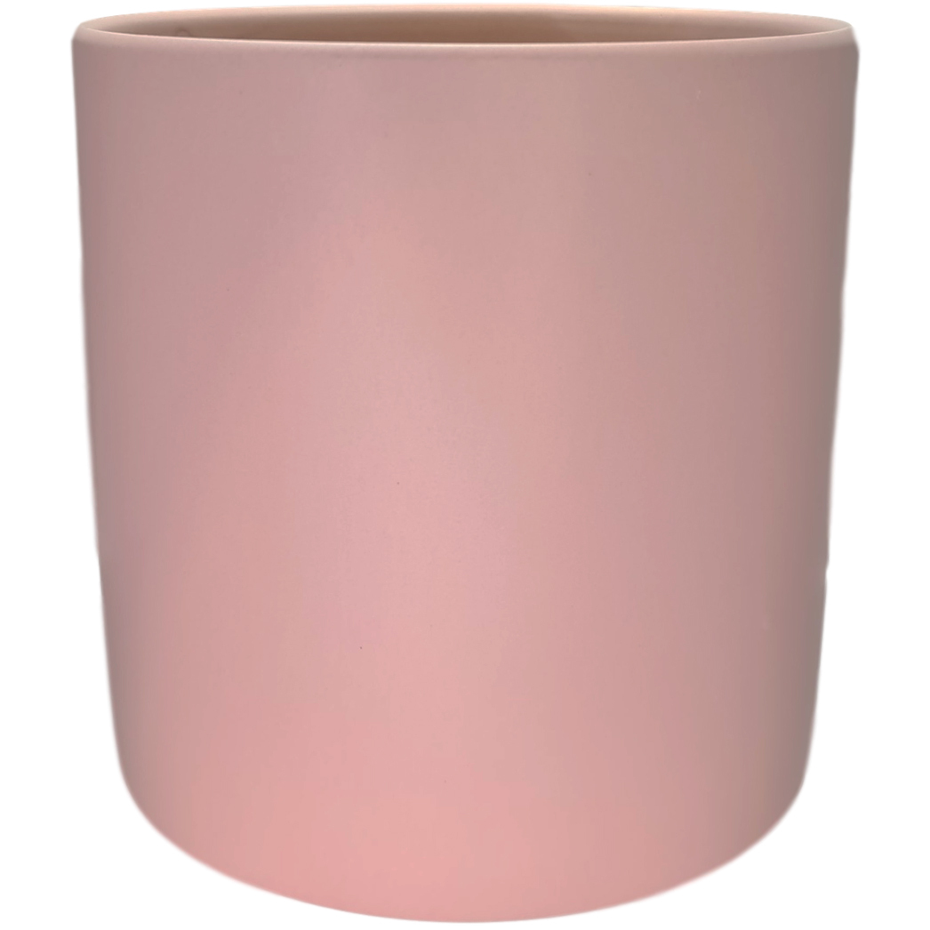 XL Verona Cylinder Ceramic Vase - 21cmD x 21cmH / Satin Matte Light Pink -1