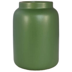 Sorrento Rimmed Cylinder Ceramic Vase - Top 8cmD x Base 11cmD x 15cmH / Fern Green -1