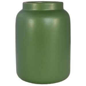 Sorrento Rimmed Cylinder Ceramic Vase - Top 8cmD x Base 11cmD x 15cmH / Fern Green -1