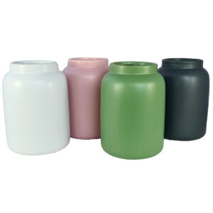 Sorrento Rimmed Cylinder Ceramic Vase - Top 8cmD x Base 11cmD x 15cmH / Light Pink -1