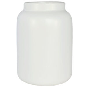 Sorrento Rimmed Cylinder Ceramic Vase - Top 8cmD x Base 11cmD x 15cmH / White -1