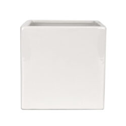 Cube Ceramic Vase - 10cm x 10cm x 10cmH / Gloss White -2