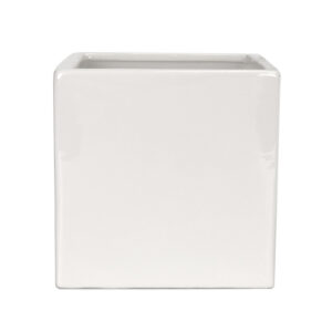 Cube Ceramic Vase - 10cm x 10cm x 10cmH / Gloss White -2