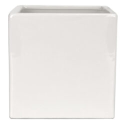 Cube Ceramic Vase - 12.5cm x 12.5cm x 12cmH / White -1