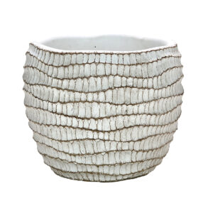 Small La Riga Textured Cement Vase 10cm white by Floral Craft
