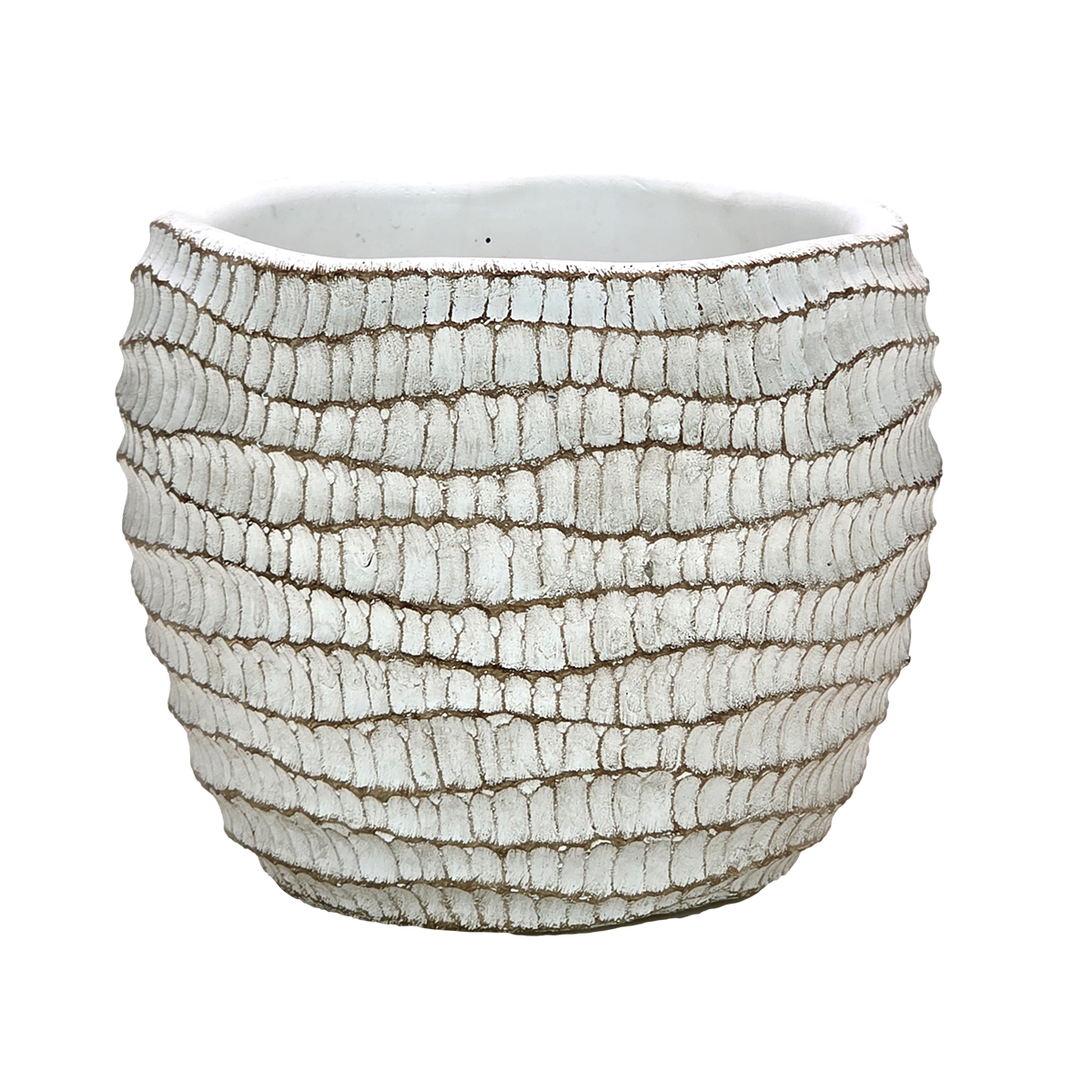 Small La Riga Textured Cement Vase 10cm white by Floral Craft