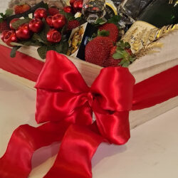 D/F Satin Ribbon w/Wired Edge - 50mm x 25mtr / Red -1