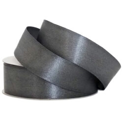 Single Face Satin - 25mm x 25mts / Elephant Grey -1