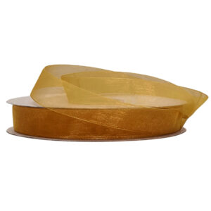 Woven Edge Organza Ribbon - 12mm x 50mts / Old Gold (Gold)