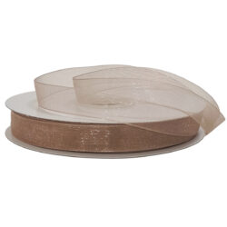 Woven Edge Organza Ribbon - 12mm x 50mts / Toffee